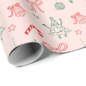 Schattige Fun Doodles Kerstcadeau Cadeaupapier (Rol Hoek)