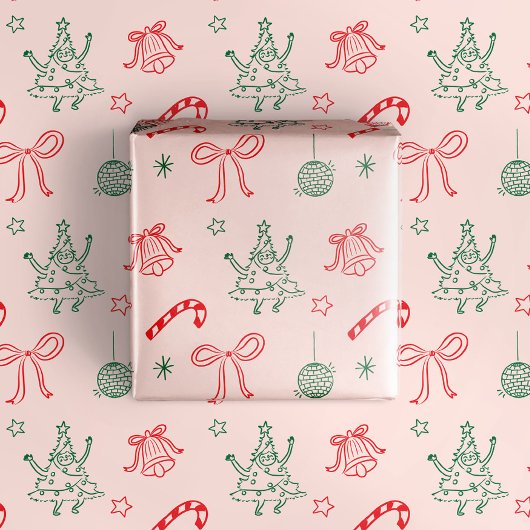 Schattige Fun Doodles Kerstcadeau Cadeaupapier