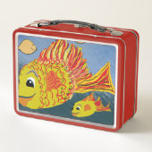 Schattige Fun Girl's Fish Lunch Pail Personalisere (Achterkant)