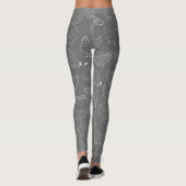 Schattige Fun Grey Wit Kip Silhouet Leggings (Achterkant)