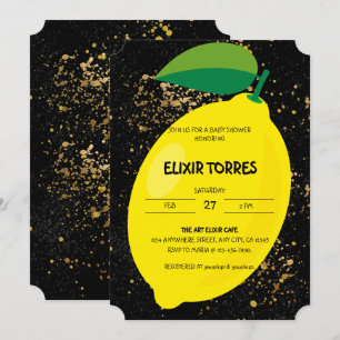 Schattige Fun Yellow Lemon Gold Glitters Baby show Kaart