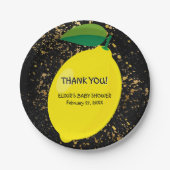 Schattige Fun Yellow Lemon Gold Glitters Baby show Papieren Bordje (Voorkant)