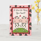 Schattige Funny Awkward I Love You Cartoon Cattle Kaart (Gele Bloem)