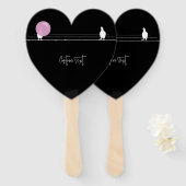 Schattige Funny Bubblegum Birds on a Wire Black Handwaaier (Voorkant en achterkant)