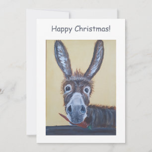 Schattige Funny Christmas Donkey Feestdagenkaart
