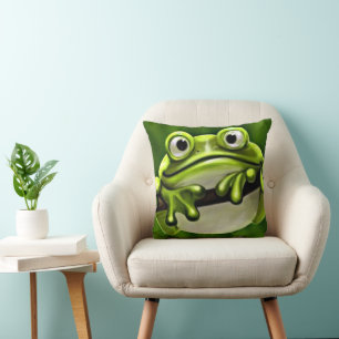 Schattige Funny Cute Green Frog in Tree Kussen