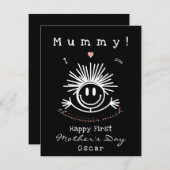 Schattige Funny First Moederdag Zwart Kaart (Voorkant / Achterkant)