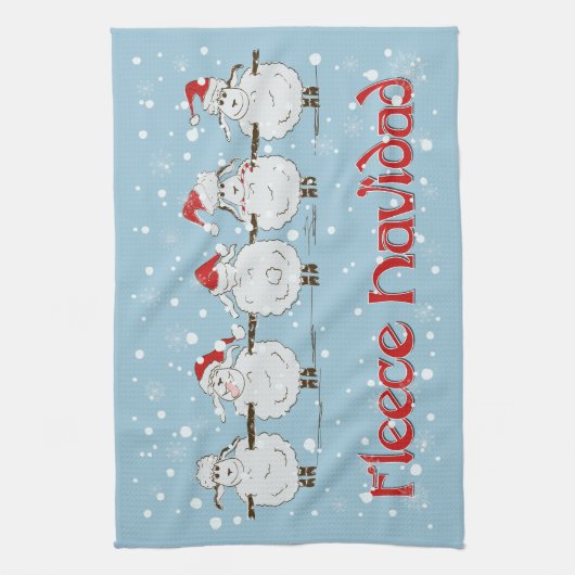 Schattige FUNNY Fleece Navidad Kerstmis Theedoek (Verticaal)