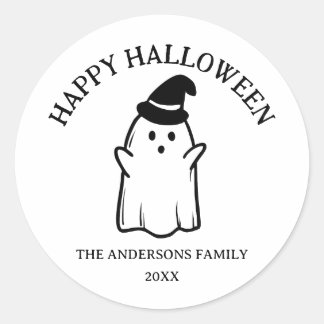 Schattige Funny Ghost Happy Halloween Ronde Sticker