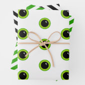 Schattige Funny Green Eyes and Stripes Inpakpapier Vel (In situ)