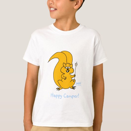 Schattige Funny Happy Camper Eekhoorn Camping T Sh T-shirt (Voorkant)
