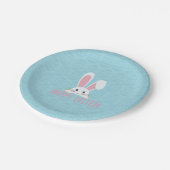 Schattige Funny Hoppy Easter Bunny Blue Party Bord (Gekanteld)