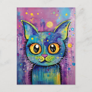 Schattige Funny Kitty Cat Mixed Media Dier Pet Briefkaart