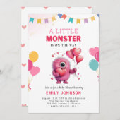 Schattige Funny Monster Baby shower Kaart (Voorkant / Achterkant)