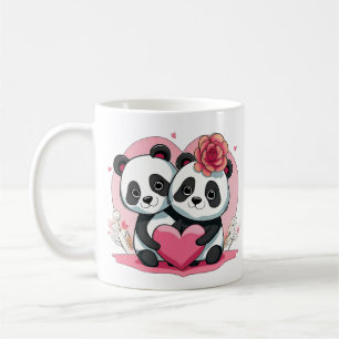 Schattige Funny Panda Paar Valentijns's Koffiemok