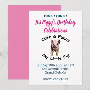 Schattige Funny Pig's Birthday Boerderij Animal Pa Kaart