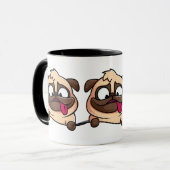 Schattige Funny Pug Dog Animal Design Mok (Voorkant links)