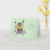 Schattige Funny Romantic Peacock Spider Wenskaart Kaart (Gele Bloem)