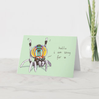 Schattige Funny Romantic Peacock Spider Wenskaart Kaart