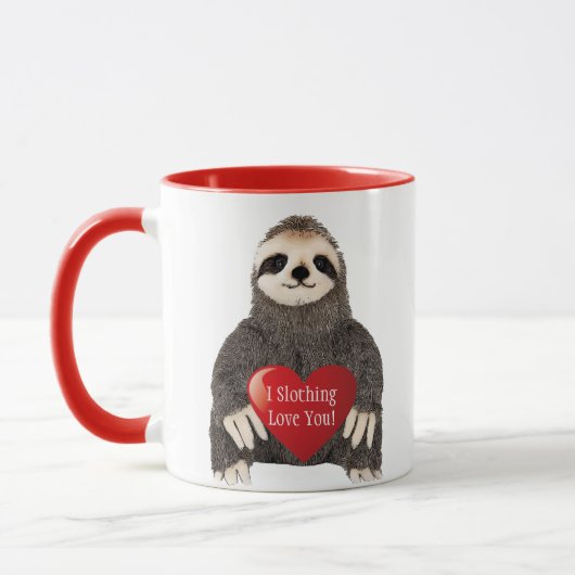 Schattige Funny Sloth Valentijnsdag Heart Pun Mok (Links)