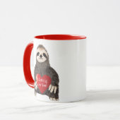 Schattige Funny Sloth Valentijnsdag Heart Pun Mok (Voorkant links)