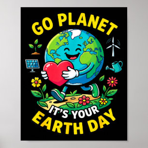 Schattige ga planeet aarde dag hart 2026 natuur be poster