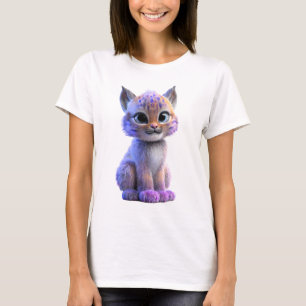 Schattige Galactische Paarse Lynx Welp Vrouwen T-shirt