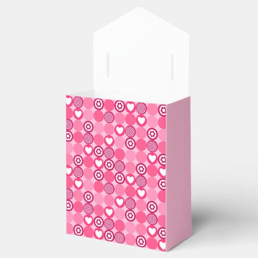 Schattige Galentine's Day Roze Hart en Bloem Patro Bedankdoosjes (Geopend)