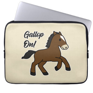 Schattige galop! Gelukkig veulen Kawaii paard ontw Laptop Sleeve