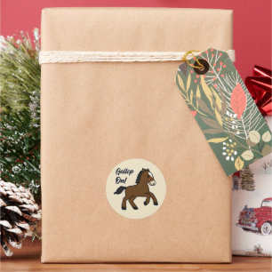 Schattige galop vooruit! Kawaii paard ontwerp van Ronde Sticker
