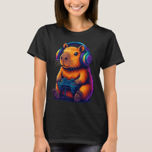 Schattige Gamer Capybara — met Headset & Controlle T-shirt