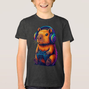 Schattige Gamer Capybara — met Headset & Controlle Tri-Blend Shirt