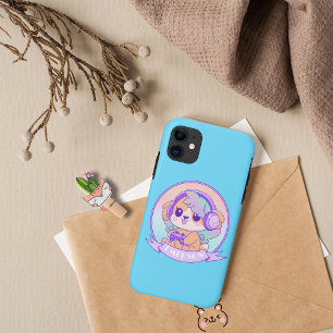 Schattige Gamer Girl Kawaii Dog With Wings in Baby iPhone 11 Hoesje