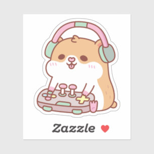 Schattige gamer hamster die videogames speelt sticker
