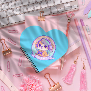Schattige GamerGirl Kawaii Hond &Hoofdtelefoon Bab Notitieboek