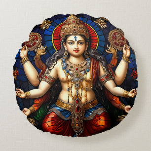 Schattige Ganesh Blauwe Olifant God Rond Kussen Ku