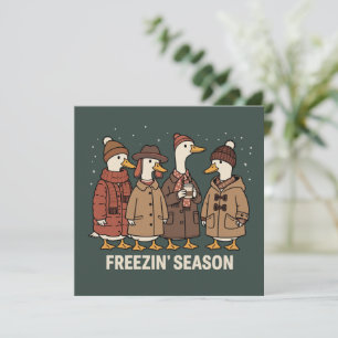 Schattige Gans Bevriezingsseizoen Winter Gezellig  Kaart