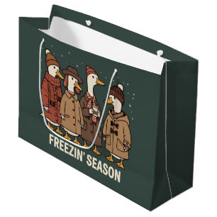 Schattige Gans Bevriezingsseizoen Winter Gezellige Groot Cadeauzakje