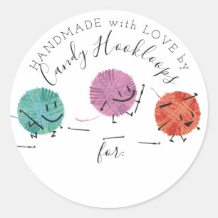Schattige garen haakhaken handgemaakt met liefde s ronde sticker
