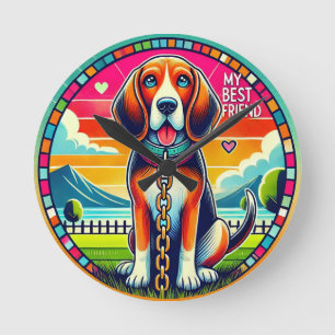 Schattige Geanimeerde Hond Ronde Klok