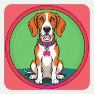 Schattige Geanimeerde Puppy met Halsband Vierkante Sticker