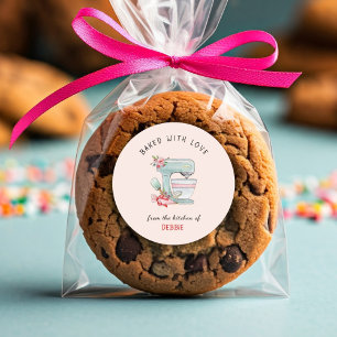 Schattige 'gebakken met liefde' bakkers  ronde sticker