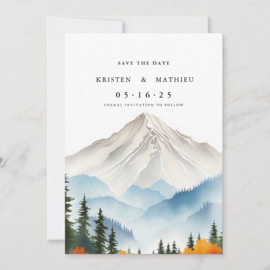 Schattige gebergte save the date (Voorkant)