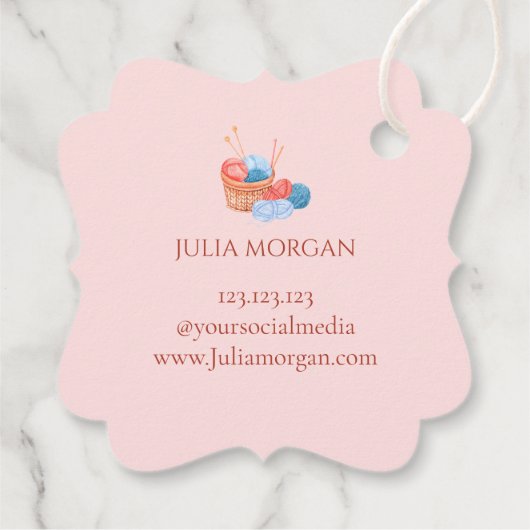 Schattige gebreid zelfgemaakt hang Label | roze (Achterkant)