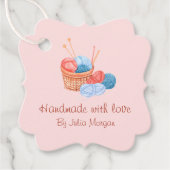 Schattige gebreid zelfgemaakt hang Label | roze (Voorkant)