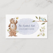 Schattige Gebreide Bos Beer Fun Babysitter Kindero Visitekaartje (Voorkant)