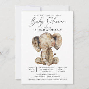 Schattige Gebreide Safari Olifant Baby shower Kaart