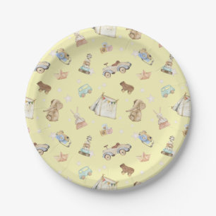 Schattige geel Baby shower speelgoed Papieren Bordje