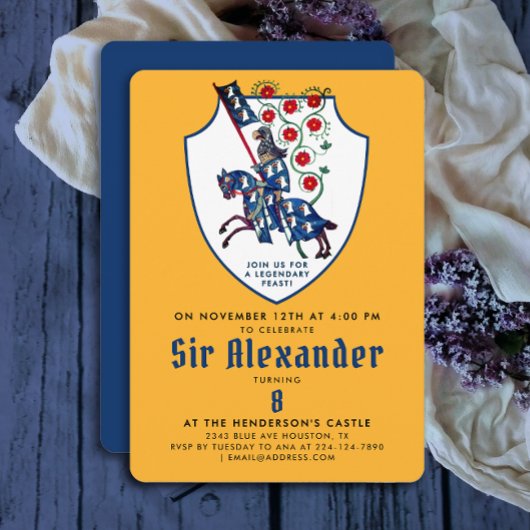 Schattige Geel Blauw Middeleeuwen Gemonteerde Ridd Kaart