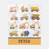 Schattige geel constructie voertuigen patroon fleece deken (Voorkant)